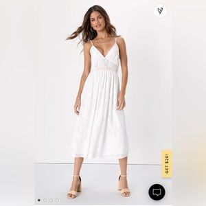 Lulus White Floral Midi Dress